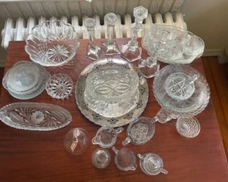 Assorted Vintage Cut Crystal Glassware and Plateware