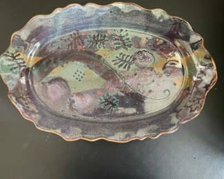 Hand-Painted Ceramic Oval Platter by Sarah Jo Hermanson