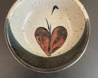 HandPainted Ceramic Bowl with Heart Motif