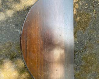 Vintage Demilune Console Table with Turned Legs and Stretcher Base