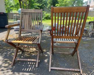 Vintage Teak Folding Chairs with Arms