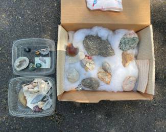 Collection of Rocks, Geodes, and Seashells