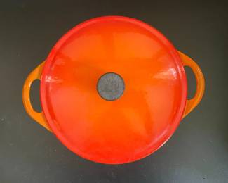 Vintage Le Creuset Orange Enameled Cast Iron Dutch Oven second image