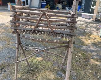 Rustic Log Wagon Display Stand
