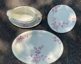 Vintage Cherry Blossom Gravy Boat and Platters by Heinrich Christine second image