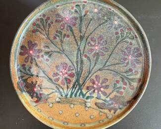 Sarah Jo Hermanson Studio Hand-Painted Ceramic Plate with Floral Motif
