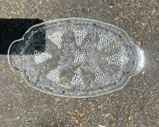 Vintage Anchor Hocking Grape Pattern Oval Serving Dish