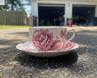 Johnson Brothers English Chippendale Red Teacup and Saucer