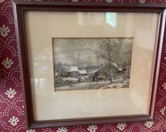 Vintage Currier & Ives "Winter in the Country" Print