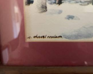 Watercolor Painting of a Winter Harbor Scene by Sven Ohrvel Carlson second image
