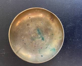 Vintage Brass Dragon and Phoenix Dish