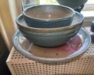 Sarah Jo Hermanson Pottery Plate & Bowls