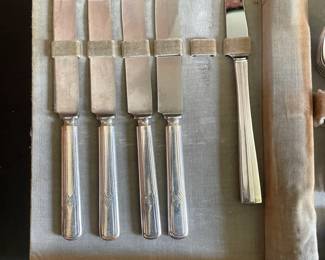 Silver Plated Flatware Set in Art Deco Style Wooden Case third image