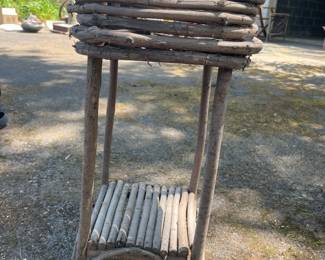 Vintage Adirondack Style Twig Plant Stand