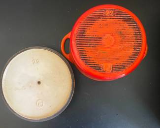 Vintage Le Creuset Orange Enameled Cast Iron Dutch Oven third image