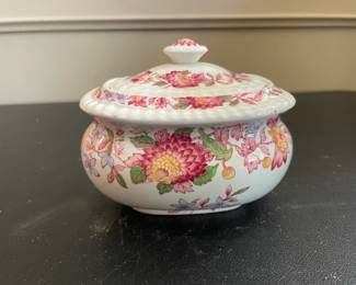 Spodes Aster Red Covered Dish and Sugar Bowl