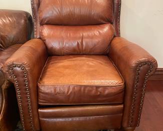 Vintage Leather Recliner Armchair with Nailhead Trim