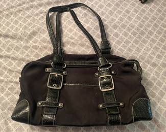 Black Faux Croc Trim Tote Bag
