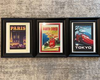 Disney Pixar Cars 2 World Grand Prix Event Framed Art Prints Set