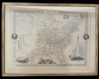United States Map Print by John Tallis & Company, c. 1851