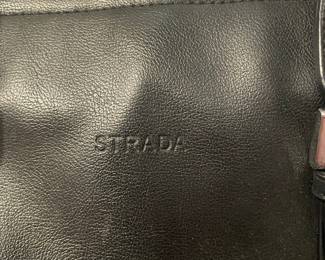 STRADA Black Faux Leather Satchel Handbag
