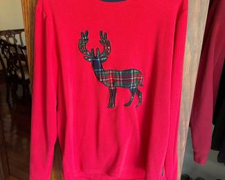 Eddie Bauer Men's Plaid Deer Waffle Knit Sleepwear Top
