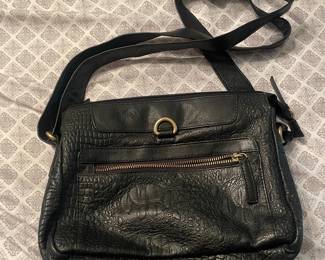 Great American Leather Works Black Embossed Leather Crossbody Bag