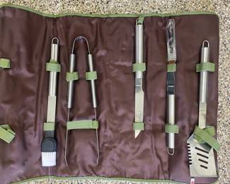 Stainless Steel Barbecue Tool Set with Rolling Case