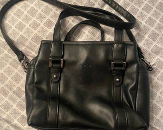 STRADA Black Faux Leather Satchel Handbag