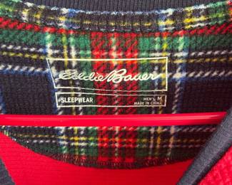 Eddie Bauer Men's Plaid Deer Waffle Knit Sleepwear Top