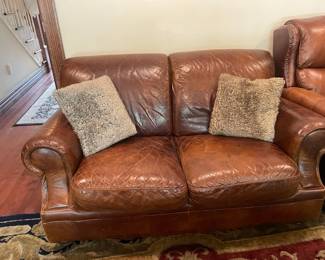 Vintage Leather Loveseat and Sofa