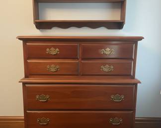 Vintage Kling Cherry 6-Drawer Dresser & Wall Shelf