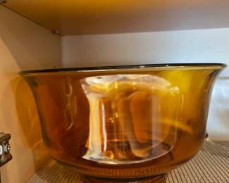Amber Glass Footed Bowl