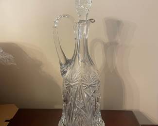Vintage Cut Crystal Decanter with Stopper and Handle