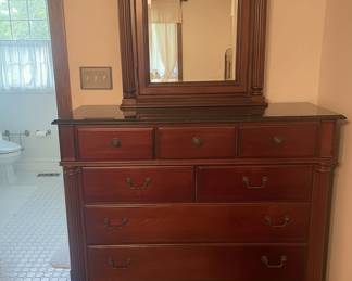Hooker - Dresser with Marble Top & Mirror / Jewelry Case