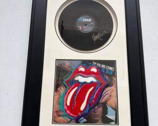 077 Signed The Rolling Stones Black and Blue Framed Vinyl Record with Album Art