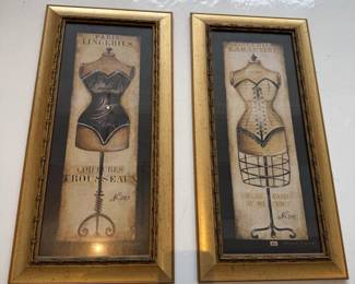 040 Set of 2 French Vintage Dress Form Framed Art Prints Galerie Lamartine Paris