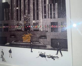 Zalon etching "Thin Ice" Ice rink at Rockefeller Center in NYC
