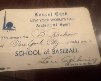 Lou Gehrig (Instructor of the day) School of Baseball. The client says The Lou Gerhig card was signed by Gerhig and given to my stepfather when he was a boy. He attended a Baseball Camp Day at Yankee Stadium Bill
