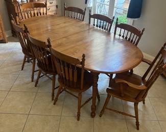 MATCHING TABLE WITH 8 chairs and 2 leaves! 2 Hutches, and a corner cabinet all in GREAT TIP TOO SHAPE