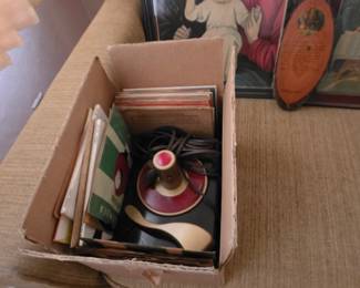 Vintage 45rpm player and records
