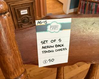 Set of 5 Arrow Back Dining Chairs
