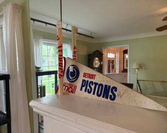 Signed 1980's Detroit Pistons Pennant