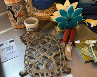 Unmarked Flatware, Brass Turtle Trivet