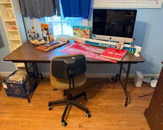 Folding Table, Rolling Chair, Apple Computer Sports Pennants