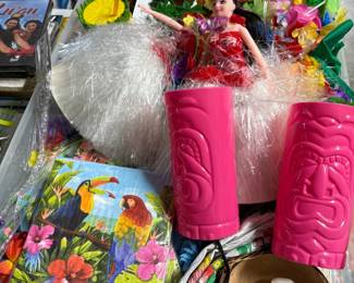 Hawaiian party decor and serving pieces