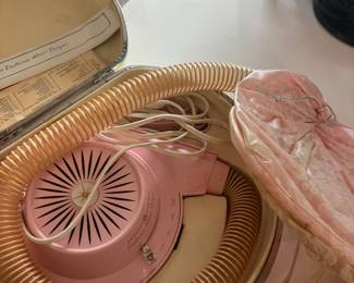 Vintage pink bonnet hair dryer adorable for hair salon decor