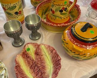 Grape Harvest Chalices and Pier 1 serving pieces