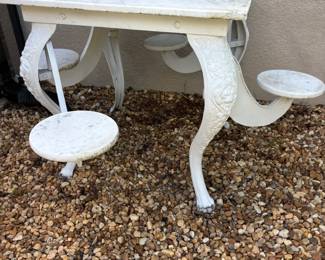 Vintage Ice Cream table with marble top and swinging chairs