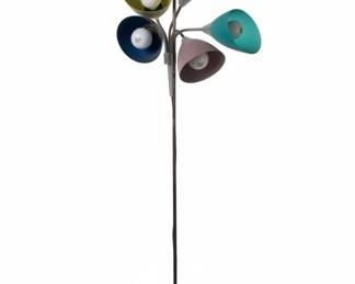 MultiHead Floor Lamp with Five Colored Cone Shades